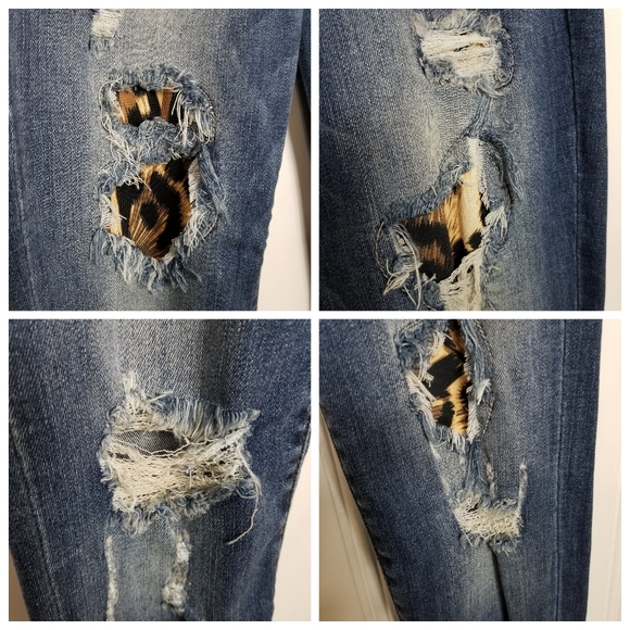 Judy Blue Leopard Patch High Rise Skinny Jeans Medium Wash Distressed Sized 28 7 - Picture 9 of 15